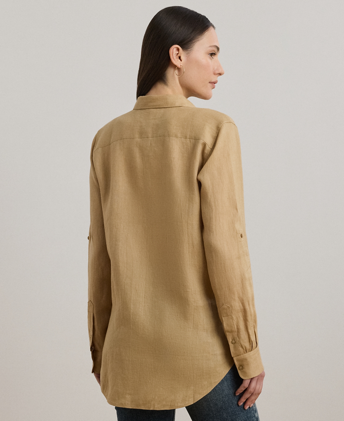 Lauren Ralph Petite 100% Linen Relaxed-Fit Shirt