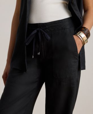 Petite 100% Linen Wide-Leg Linen Pants