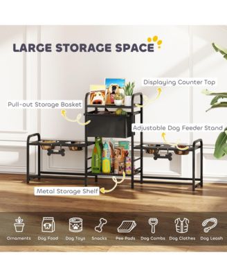 Dog Bowl Sd with 2 Feeding Stations, Elevated Dog Bowls,