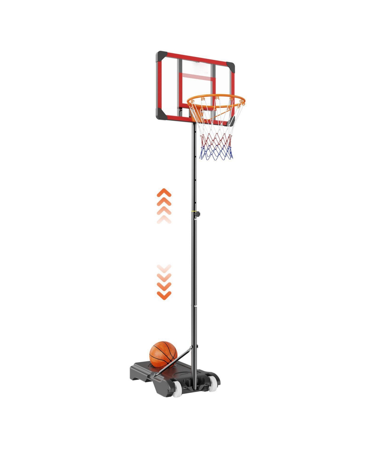 Mecale 28-Inch Adjustable Basketball Hoop, 5–7 ft Portable Backboard System with Wheels and Fillable Base