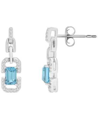 White Topaz (1/6 ct. t.w.) and Blue Topaz (5/8 ct. t.w.) Drop Earrings in Sterling Silver