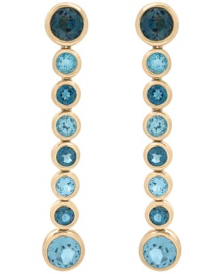 London Blue Topaz (1-7/8 ct. t.w.) and Blue Topaz (1-7/8 ct. t.w.) Long Earrings in 14k Gold Over Sterling Silver