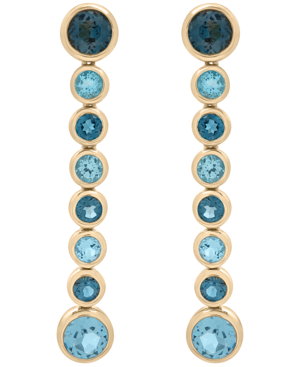 Macy's London Blue Topaz (1-7/8 ct. t.w.) and Blue Topaz (1-7/8 ct. t.w.) Long Earrings in 14k Gold Over Sterling Silver - Yellow