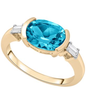 Blue Topaz (2-1/5 ct. t.w.) and White Topaz (1/5 ct. t.w.) Ring in 14k Yellow Gold