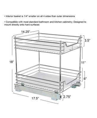 Glidez 14.25" W Steel Pull-Out Storage Organizer, 2-Tier Design, Chrome