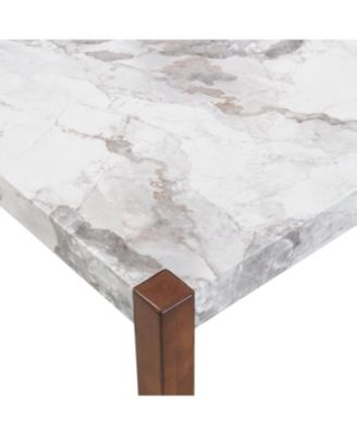 Modern Faux Marble Dining Table with Wood Legs