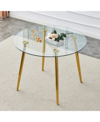 Streamdale 40" Round Glass Dining Table with Metal Legs