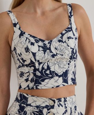 Women's Floral Cropped Bustier Top