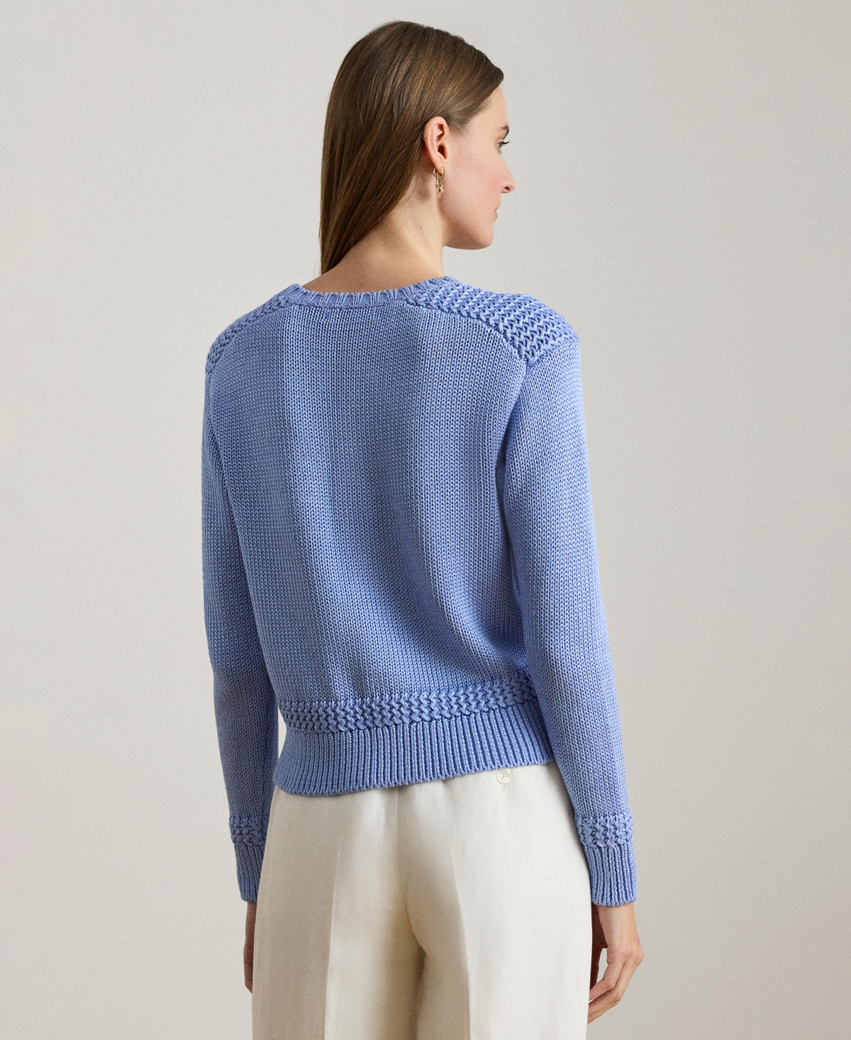 Lauren Ralph Women's Crewneck Stitch Detailing Sweater