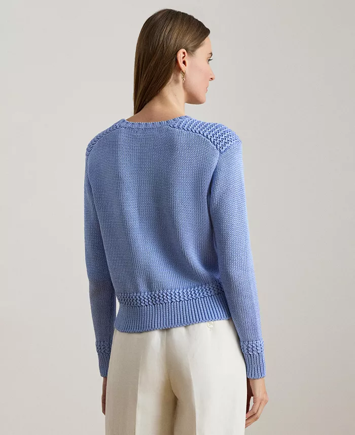 Women's Crew Neck Stitch Detailing Sweater - thumbnail 4