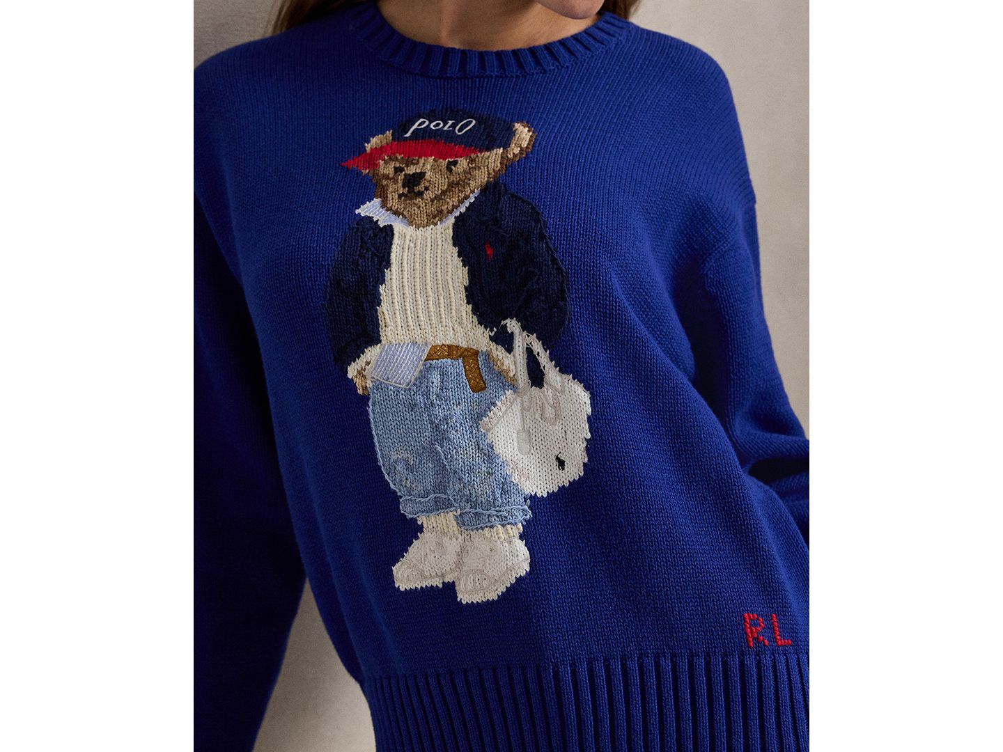 Женский свитер Polo Ralph Lauren Polo Bear Crew Neck, цвет: Королевский синий — фото 3