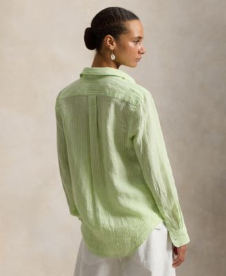 Women's Classic Fit Striped Linen Shirt