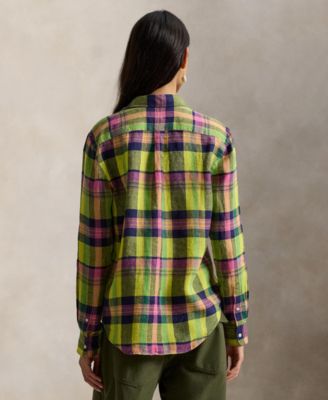 Women's Classic Fit Plaid Point Collar Shirt