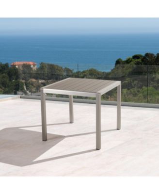 Outdoor Dining Table: Square Gray Faux Wood, 35"