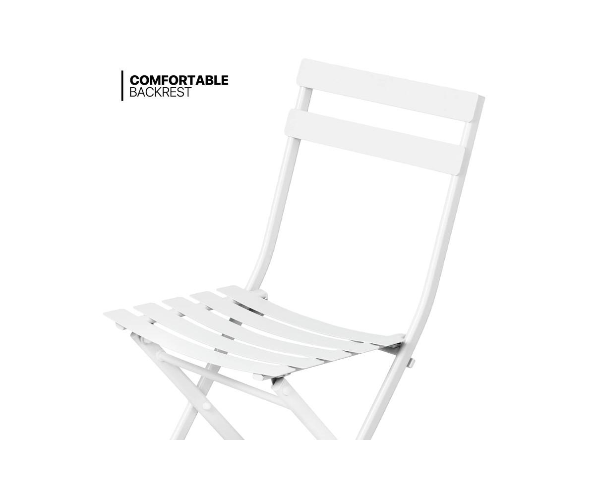 gaomon 3-Piece Folding Patio Bistro Set, White Outdoor Metal Round Table and Chairs for Porch, Yard, Balcony, and Garden