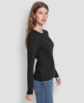 Women's Rhinestone-Embellished Crewneck Sweater