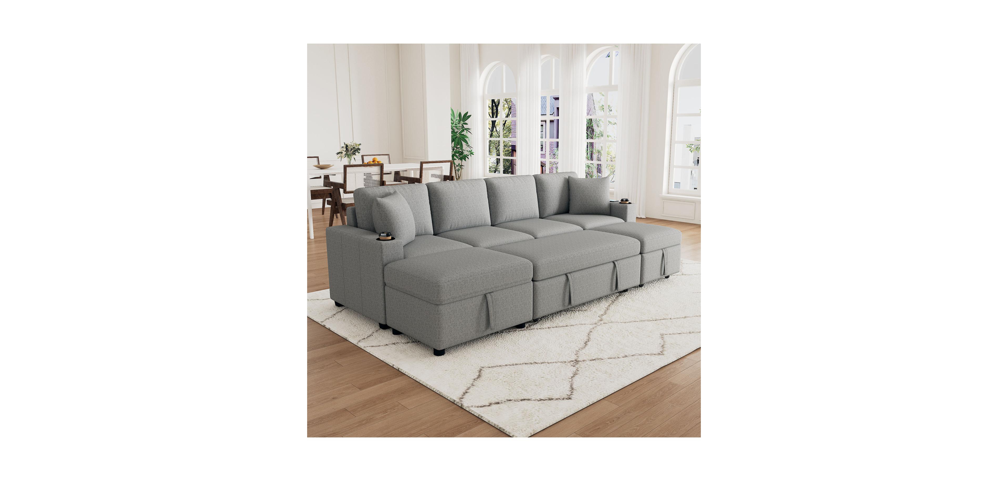 Streamdale Furniture 109'' Sectional Sofa Bed with Ottoman