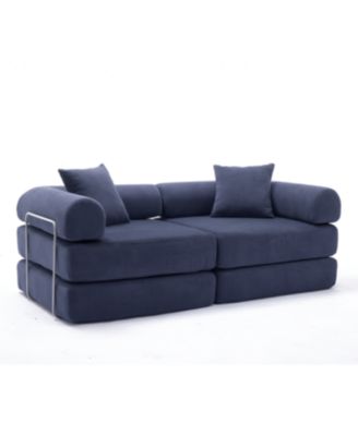 Modular Couch Sofa Bed for Apartment, Convertible Sofa Bed, Blue