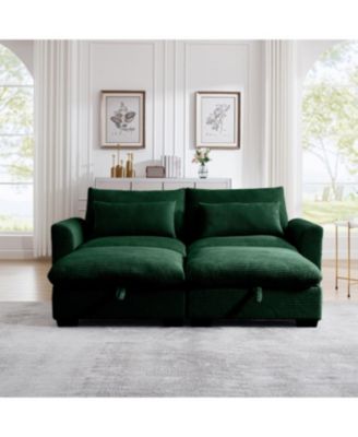 Streamdale Corduroy Two-Seater Sofa with Storage Footrest