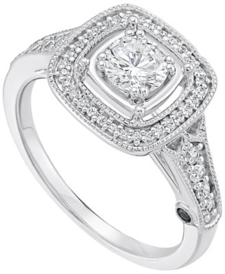 Diamond Cushion Top Engagement Ring (3/4 ct. t.w.) in 14k White Gold