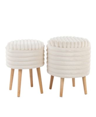 2-Pc. Fabric Tray Plush Contemporary Storage Ottoman Set