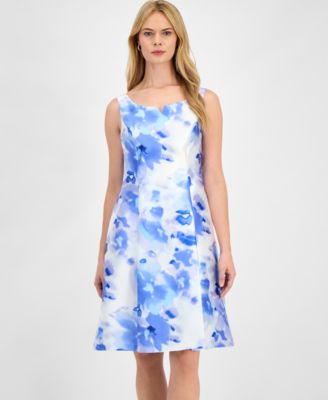 Women's Scoop-Neck Satin Pleated-Waist Dress