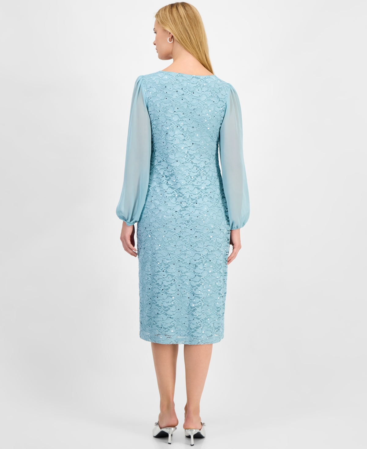 Connected Women's Sweetheart-Neck Long-Sleeve Midi Dress