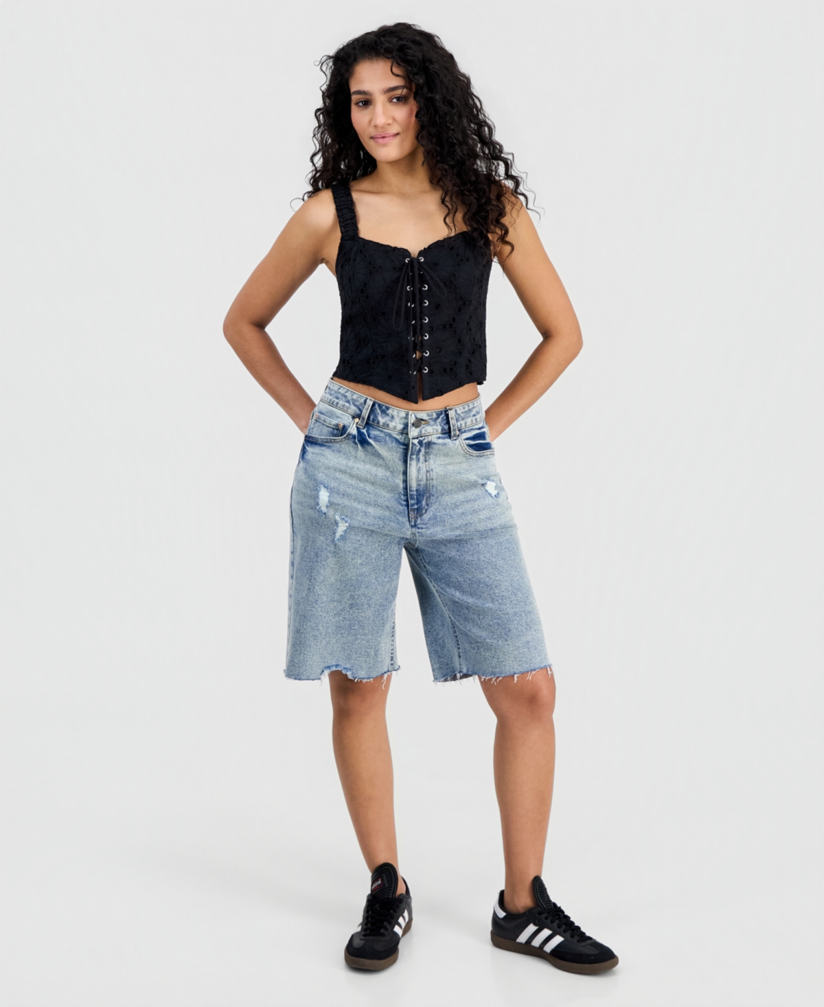Juniors' High-Rise Baggy Denim Jorts