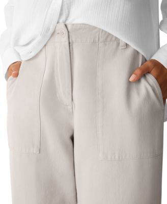 Women's Easy Tapered Zipper & Button Mid Rise Pants
