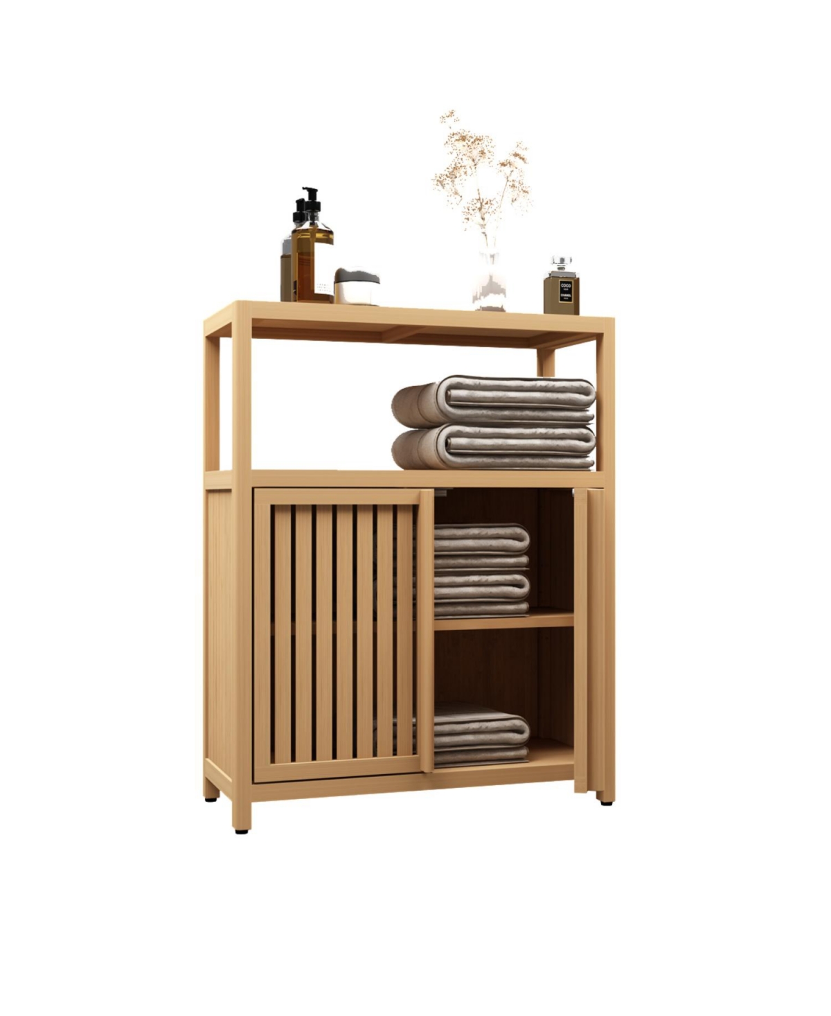 Streamdale Furniture Bamboo Cabinet Floor Storage for Bathroom, Living Room