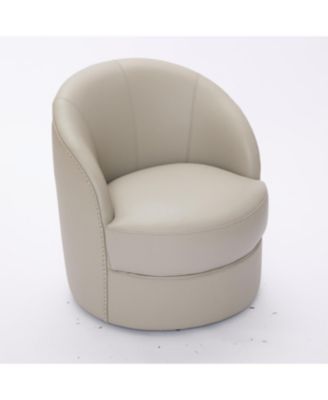 Gream Leather Swivel Chair, 360 Spin, Mid-Century Modern Lounge Chair