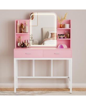 Makeup Vanity with Mirror and Lights, Vanity Table with Drawers