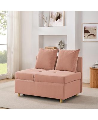 Modern Pull-Out Sleeper Chair Bed with Linen Fabric, Rolling Single Sofa Recliner for Living Room, Apartment, Office & Studio-Maison Boucle