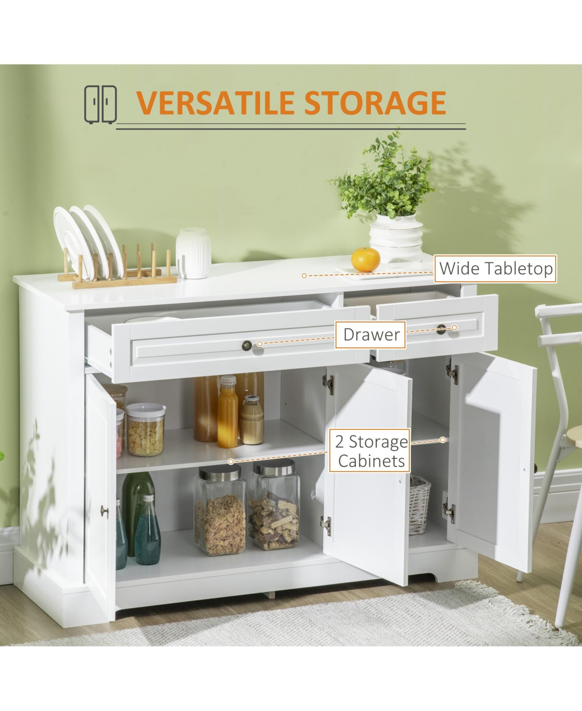 Homcom Modern Sideboard Buffet Cabinet with Storage Cupboards and Drawers