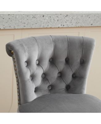 Set of 2 Velvet Bar Stools with Ergonomic Backrest 360° Swivel Kitchen Counter Stools