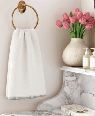 Quick-Dry Cotton Decorative Border 6 Pack Hand Towel Set