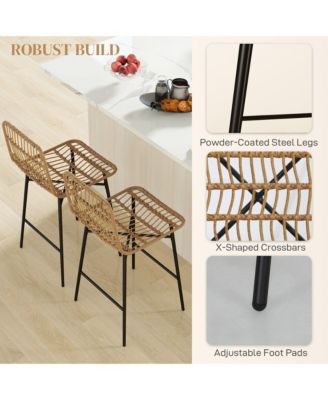 Rat Counter Height Bar Stools Set of 2 Barstools with Back