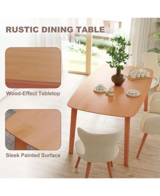 Wood Dining Table for 6, 47" Recgular Kitchen Table, Natural