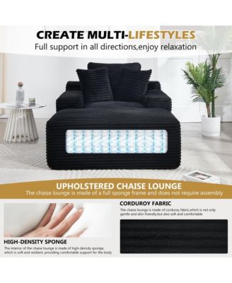 67 Inch White Velvet Chaise Lounge Chair with 9.9 Inch Wide Armrests and Deep Seat for Living Room