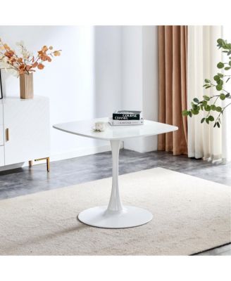 24 Inch Square Dining Table for 2-4 Person, Modern Small Dining Table with Sturdy Metal Pedestal Base