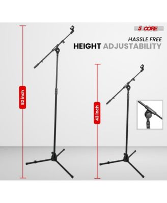 Mic Stand 2Pcs Adjustable Microphone Stands Floor w 180° Rotating Telescoping Metal Boom Arm