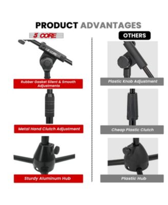 Mic Stand 2Pcs Adjustable Microphone Stands Floor w 180° Rotating Telescoping Metal Boom Arm