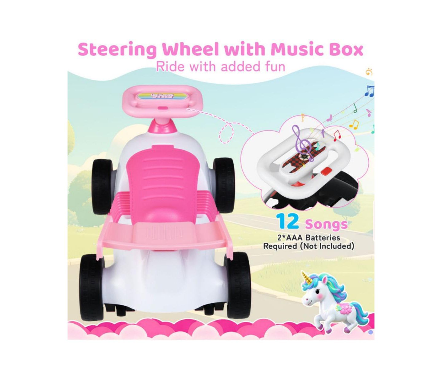 Детская игрушка HONGGE Kids Ride On Sliding Car with Music and Storage, цвет: Розовый — фото 5