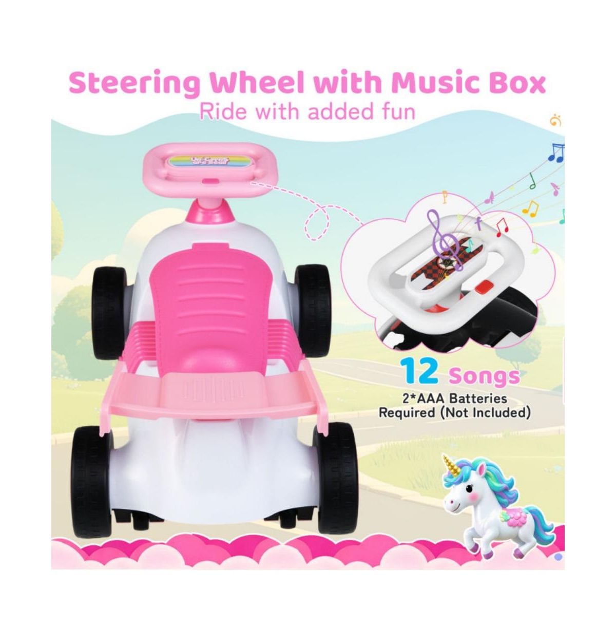 Hongge Kids Ride On Sliding Car with Music and Storage