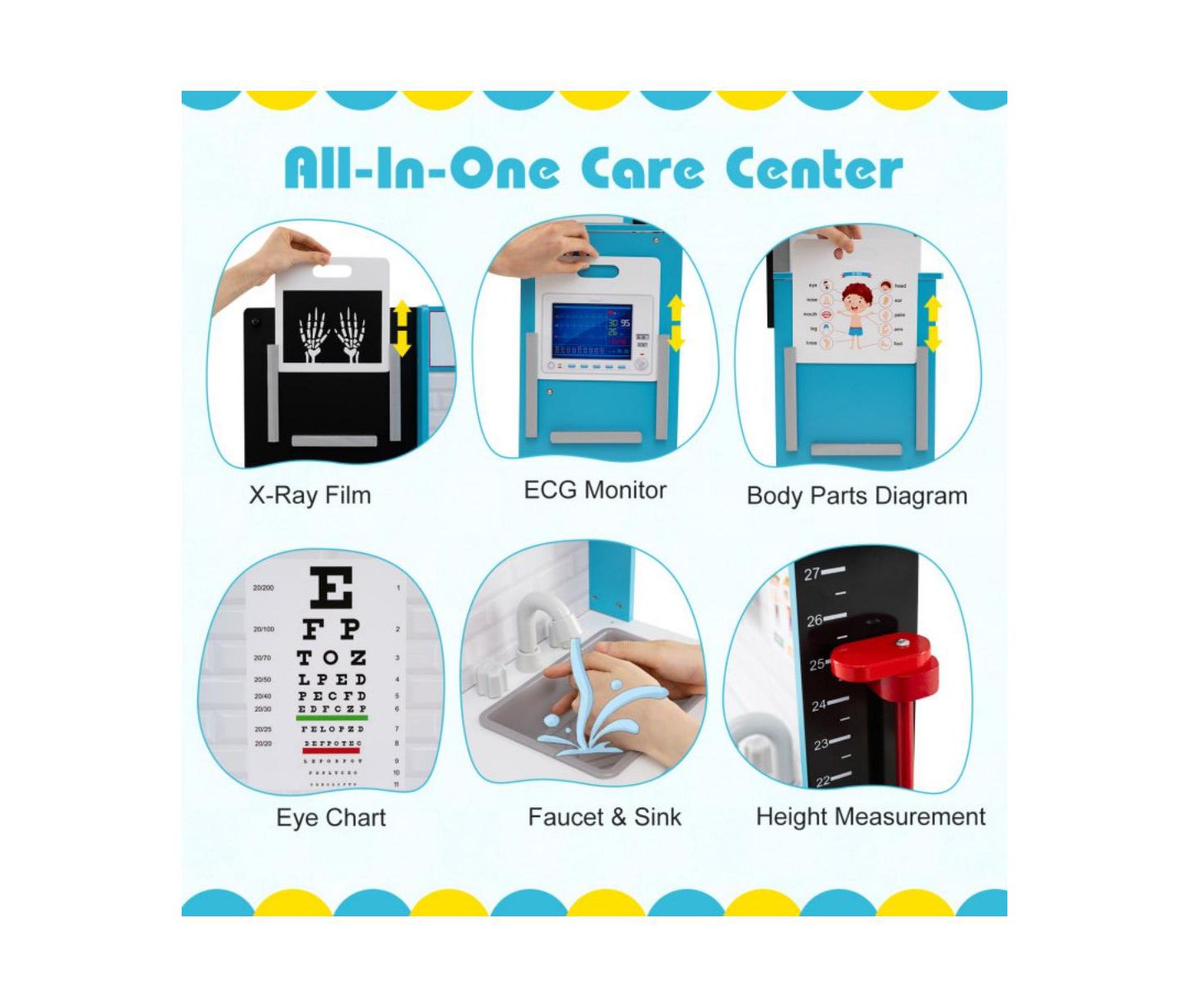 Детский игровой набор HONGGE Medical Center X-Ray and ECG Tools 7-Piece Playset, Ages 3+, цвет: Синий — фото 6