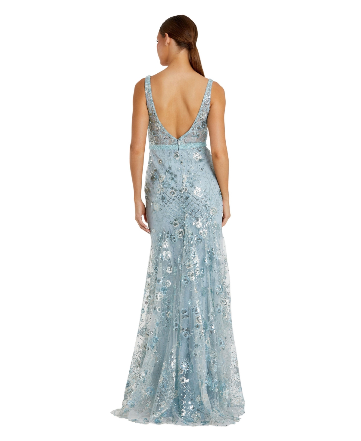 Mac Duggal Women's Floral Embellished Sleeveless Plunge Neck Gown