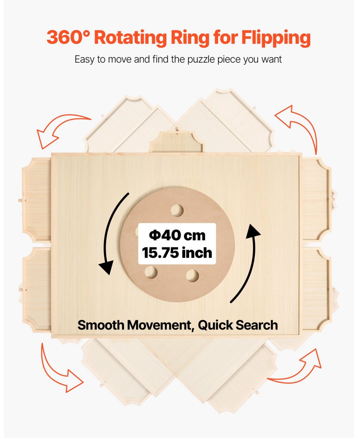 Mecale 1500-Piece Rotating Puzzle Board with 5 Drawers and Cover, 34x25 in Portable Wooden Jigsaw Table for Adults