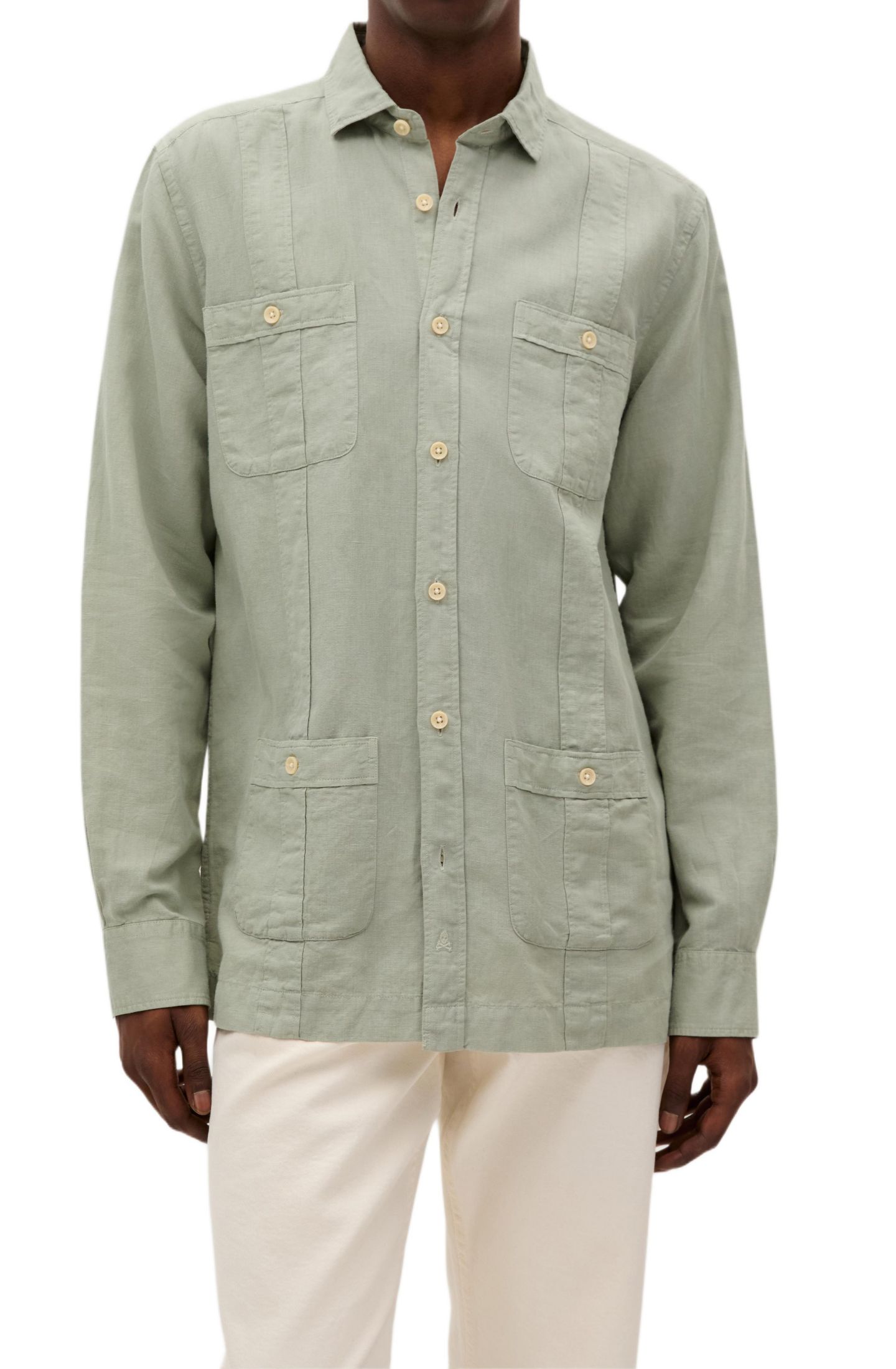 Мужская рубашка Scalpers Nante G Linen, цвет: Lightkhaki — фото 1