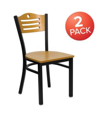 2 Pack Slat Back Metal Restaurant Chair