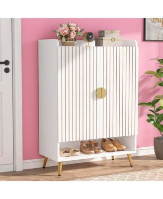 Wooden Shoe Storage Cabinet with Doors for Hallway Entryway